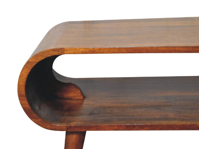 32" Chestnut Solid Wood Coffee Table With Shelf