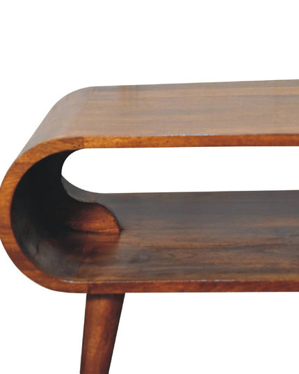 32" Chestnut Solid Wood Coffee Table With Shelf