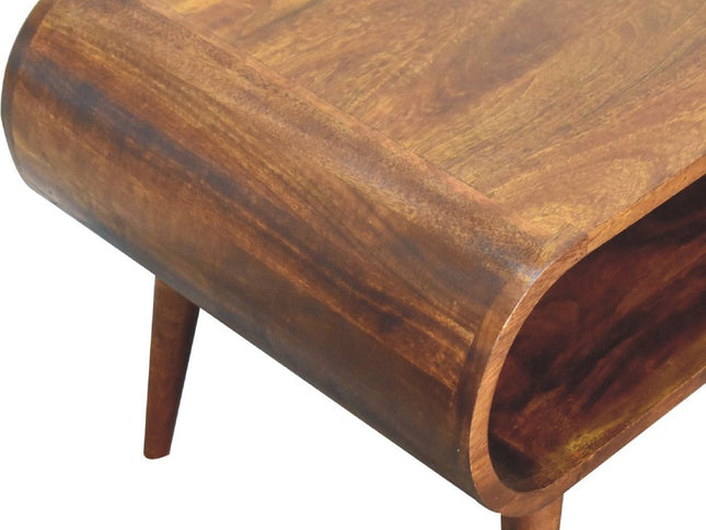 32" Chestnut Solid Wood Coffee Table With Shelf