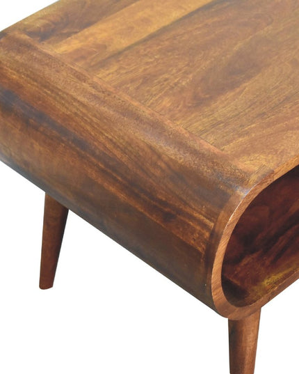 32" Chestnut Solid Wood Coffee Table With Shelf