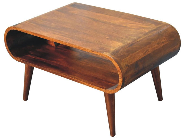 32" Chestnut Solid Wood Coffee Table With Shelf