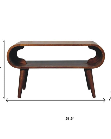 32" Chestnut Solid Wood Coffee Table With Shelf