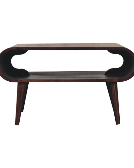 32" Walnut Solid Wood Coffee Table With Shelf