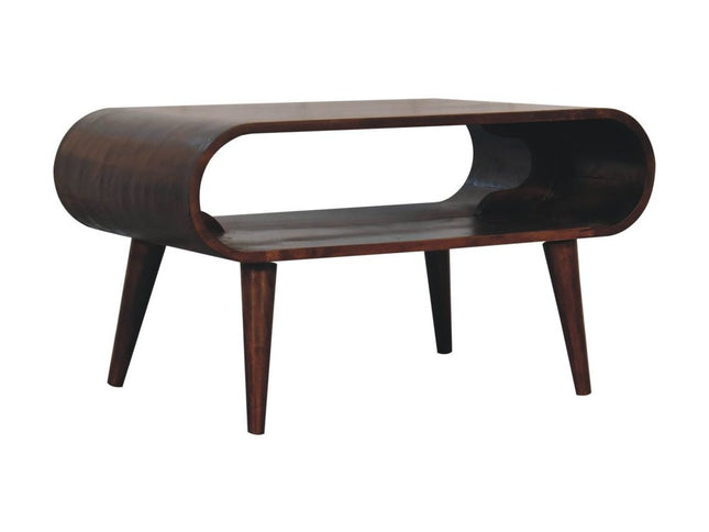 32" Walnut Solid Wood Coffee Table With Shelf