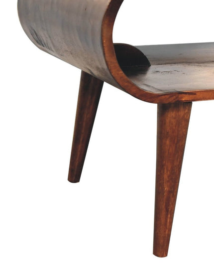 32" Walnut Solid Wood Coffee Table With Shelf