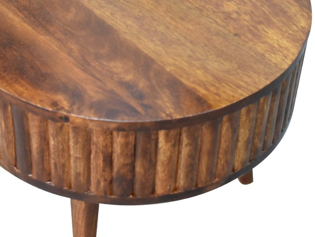 32" Chestnut Solid Wood Oval Coffee Table With Two Drawers