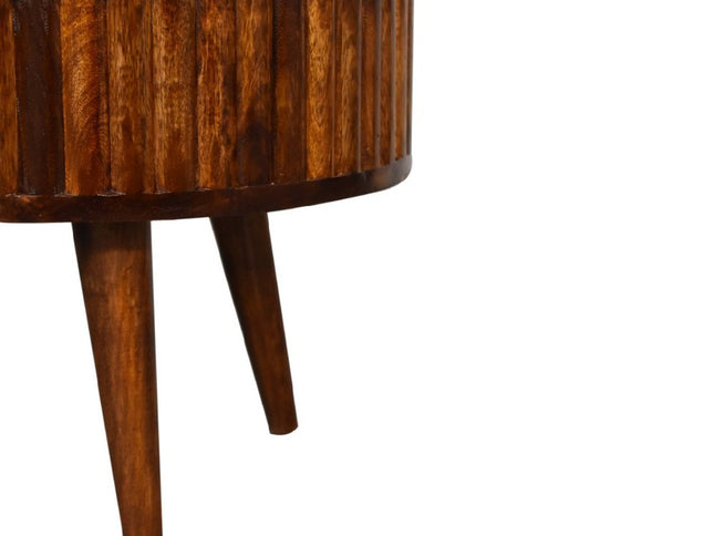 32" Chestnut Solid Wood Oval Coffee Table With Two Drawers