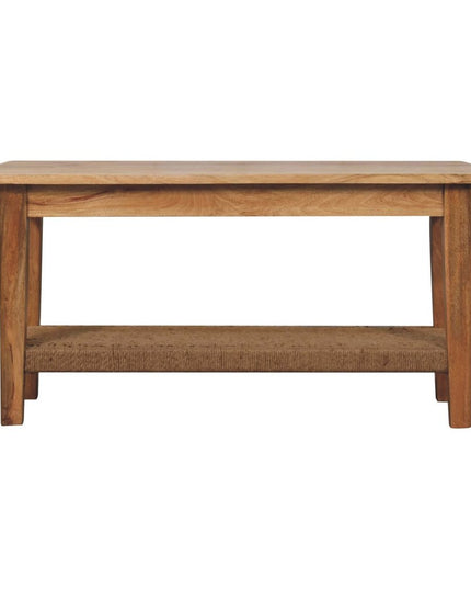 35" Oak Solid Wood Coffee Table With Shelf