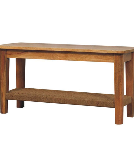 35" Oak Solid Wood Coffee Table With Shelf