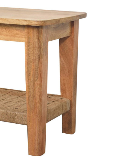 35" Oak Solid Wood Coffee Table With Shelf