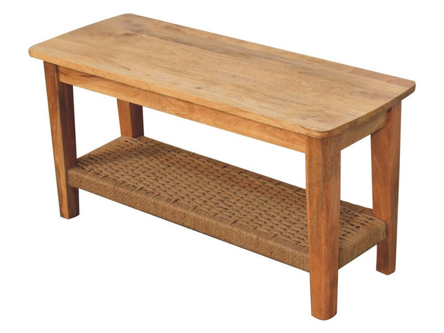 35" Oak Solid Wood Coffee Table With Shelf