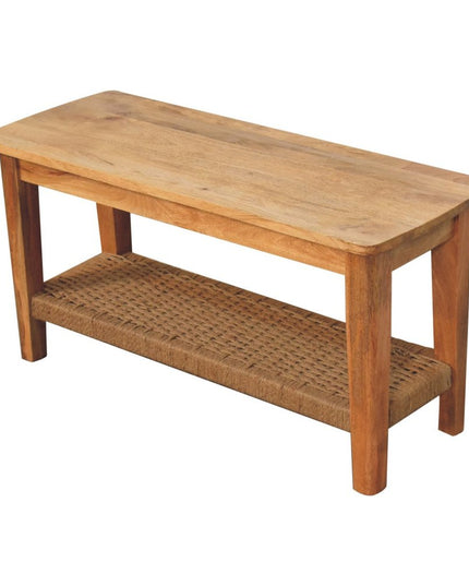 35" Oak Solid Wood Coffee Table With Shelf