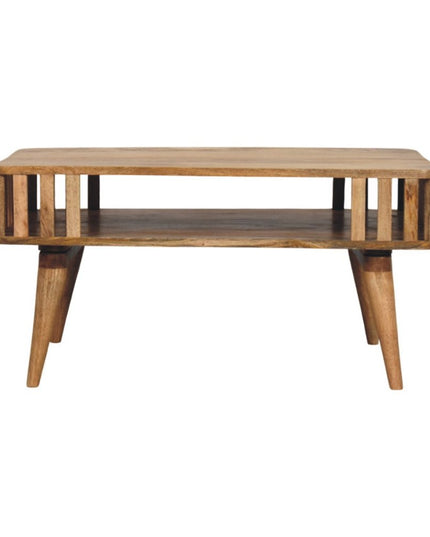 33" Oak Solid Wood Coffee Table With Shelf