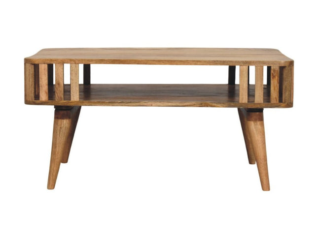 33" Oak Solid Wood Coffee Table With Shelf