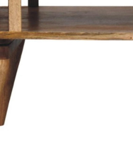 33" Oak Solid Wood Coffee Table With Shelf