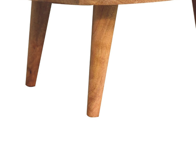 32" Oak Solid Wood Free Form Coffee Table With Drawer And Shelf