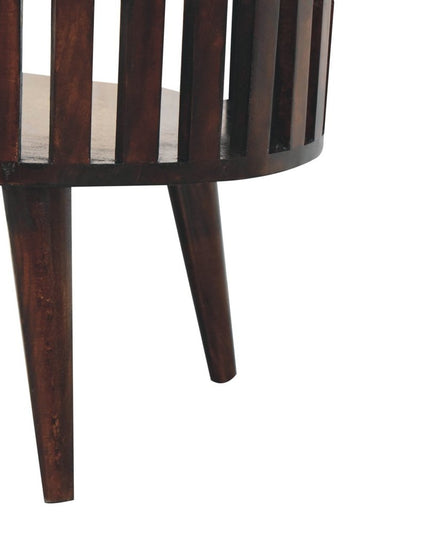 32" Walnut Solid Wood Oval Coffee Table With Shelf