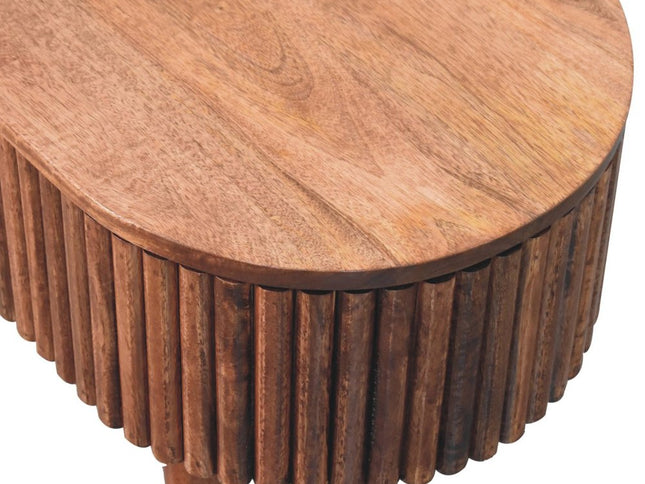 34" Natural Solid Wood Oval Lift Top Coffee Table With Drawer