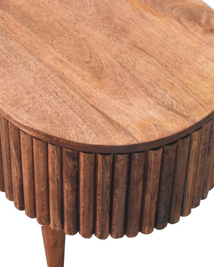 34" Natural Solid Wood Oval Lift Top Coffee Table With Drawer