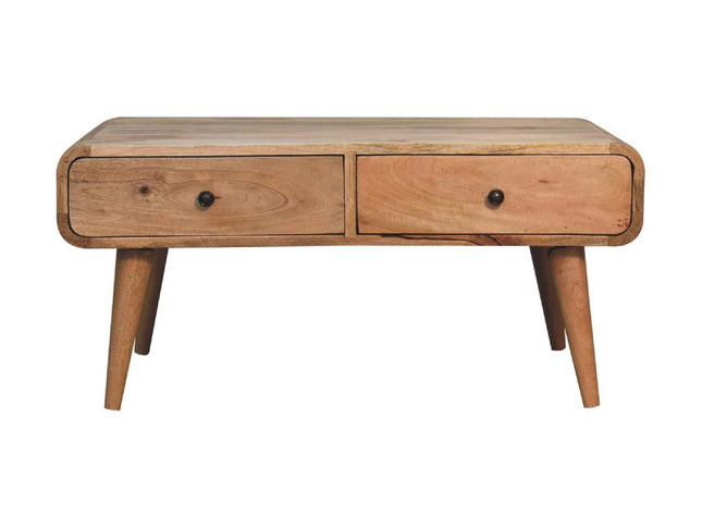 34" Oak Solid Wood Coffee Table With Two Drawers