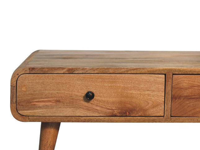 34" Oak Solid Wood Coffee Table With Two Drawers