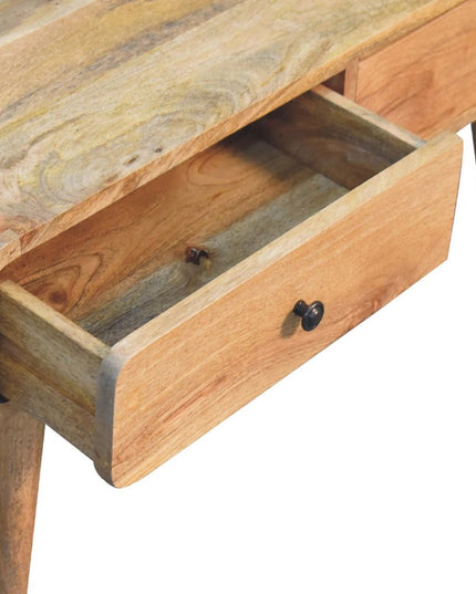 34" Oak Solid Wood Coffee Table With Two Drawers