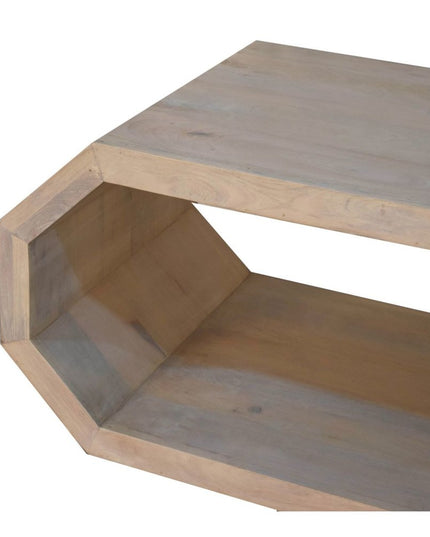 39" Natural Solid Wood Floor Shelf Coffee Table With Shelf