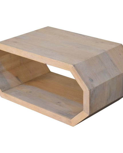 39" Natural Solid Wood Floor Shelf Coffee Table With Shelf