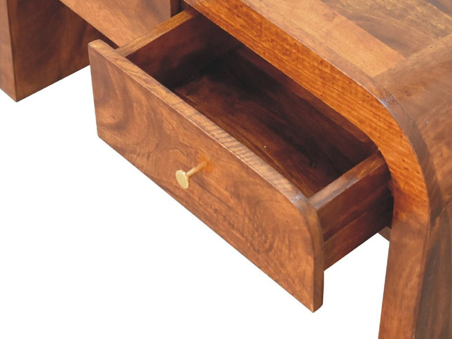 32" Chestnut Solid Wood Solid Coffee Table With Two Drawers