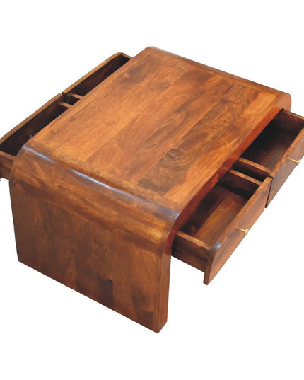 32" Chestnut Solid Wood Solid Coffee Table With Two Drawers