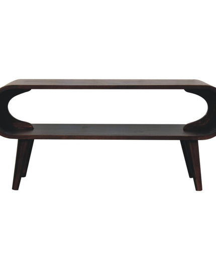 35" Walnut Solid Wood Coffee Table With Shelf