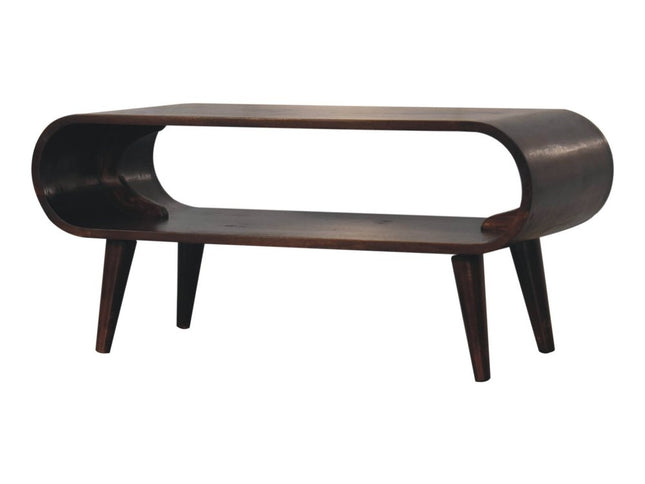 35" Walnut Solid Wood Coffee Table With Shelf