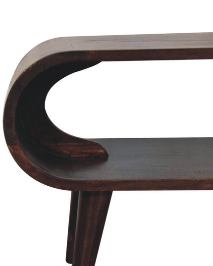 35" Walnut Solid Wood Coffee Table With Shelf