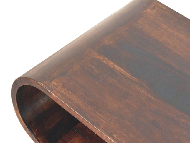 35" Walnut Solid Wood Coffee Table With Shelf