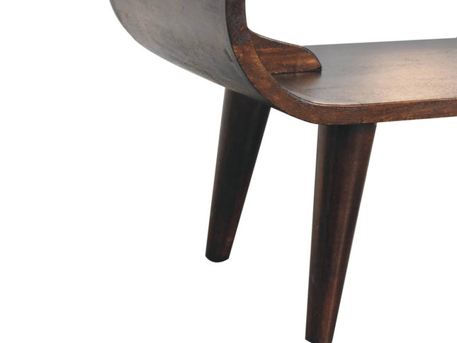 35" Walnut Solid Wood Coffee Table With Shelf