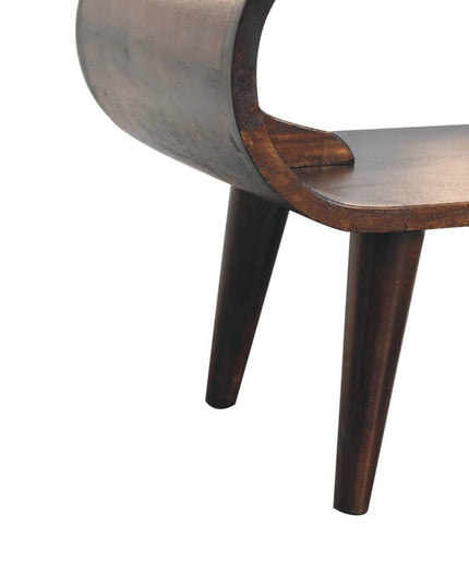 35" Walnut Solid Wood Coffee Table With Shelf