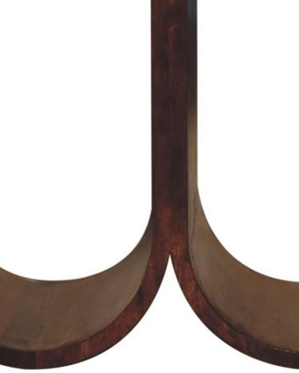 32" Chestnut Solid Wood Abstract Coffee Table With Three Shelves