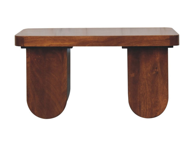 32" Chestnut Solid Wood Double Pedestal Coffee Table