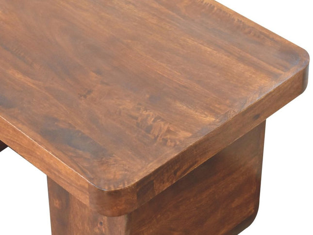32" Chestnut Solid Wood Double Pedestal Coffee Table