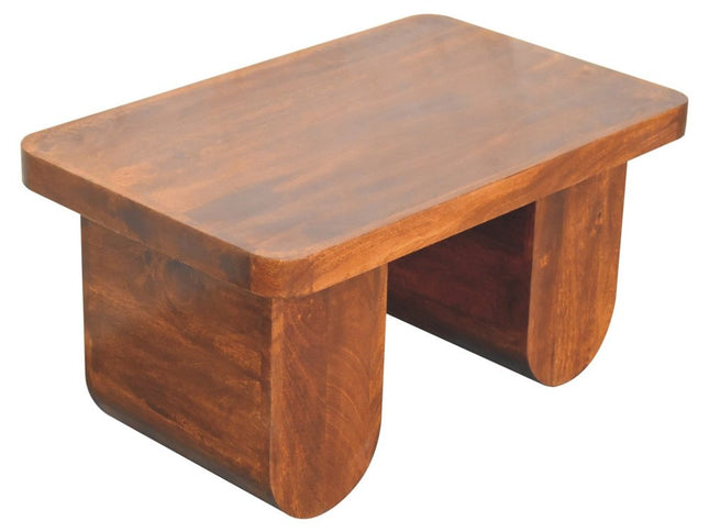 32" Chestnut Solid Wood Double Pedestal Coffee Table