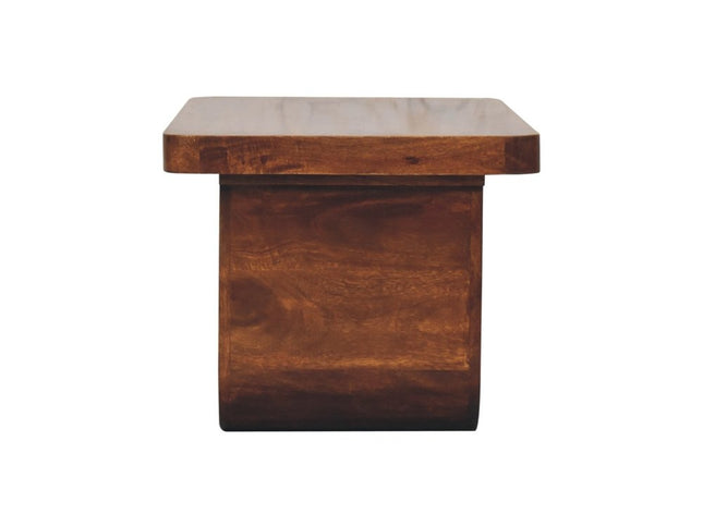 32" Chestnut Solid Wood Double Pedestal Coffee Table