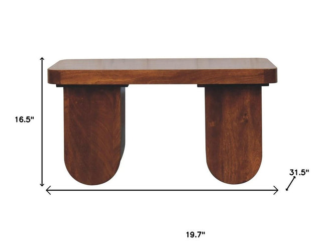 32" Chestnut Solid Wood Double Pedestal Coffee Table