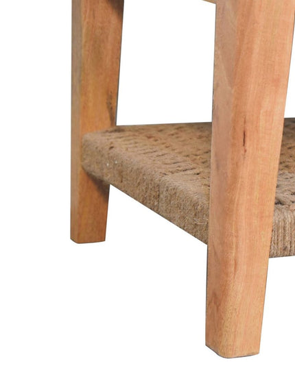 32" Oak Solid Wood Floor Shelf Coffee Table With Drawer And Shelf