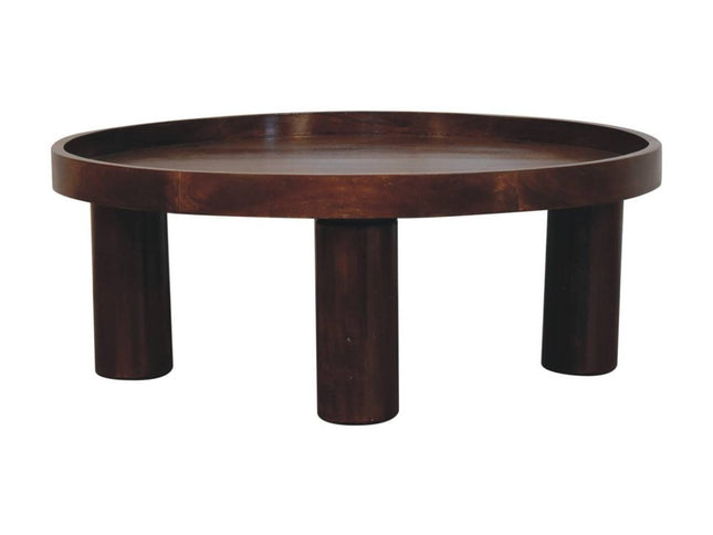 32" Chestnut Solid Wood Round Coffee Table