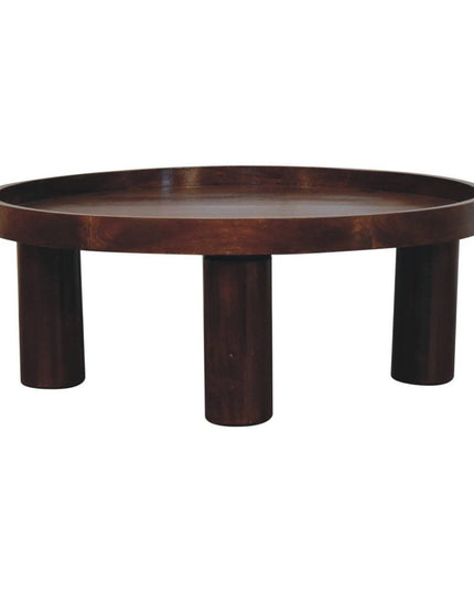 32" Chestnut Solid Wood Round Coffee Table