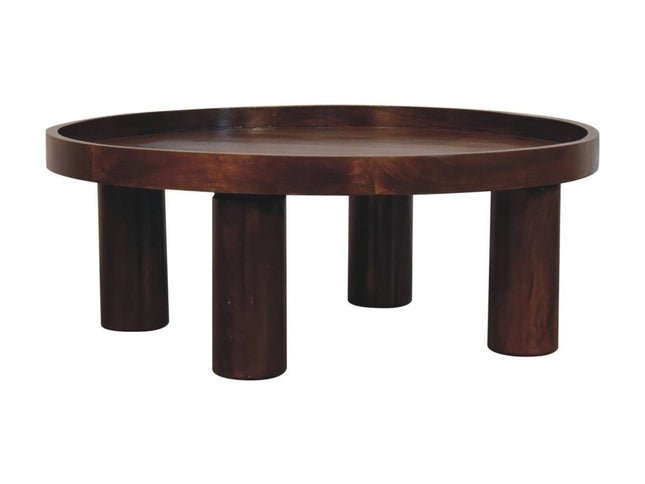 32" Chestnut Solid Wood Round Coffee Table