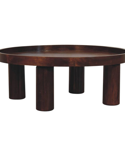 32" Chestnut Solid Wood Round Coffee Table