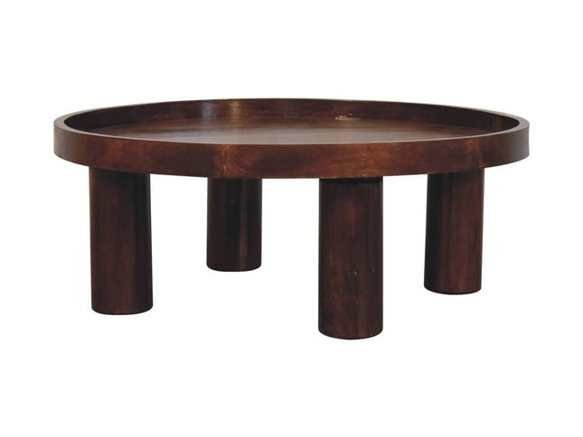 32" Chestnut Solid Wood Round Coffee Table