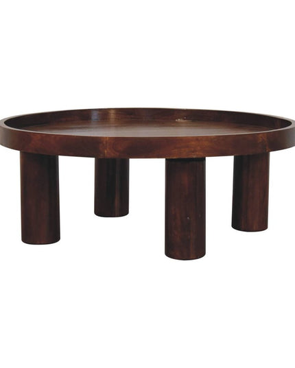 32" Chestnut Solid Wood Round Coffee Table