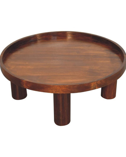32" Chestnut Solid Wood Round Coffee Table